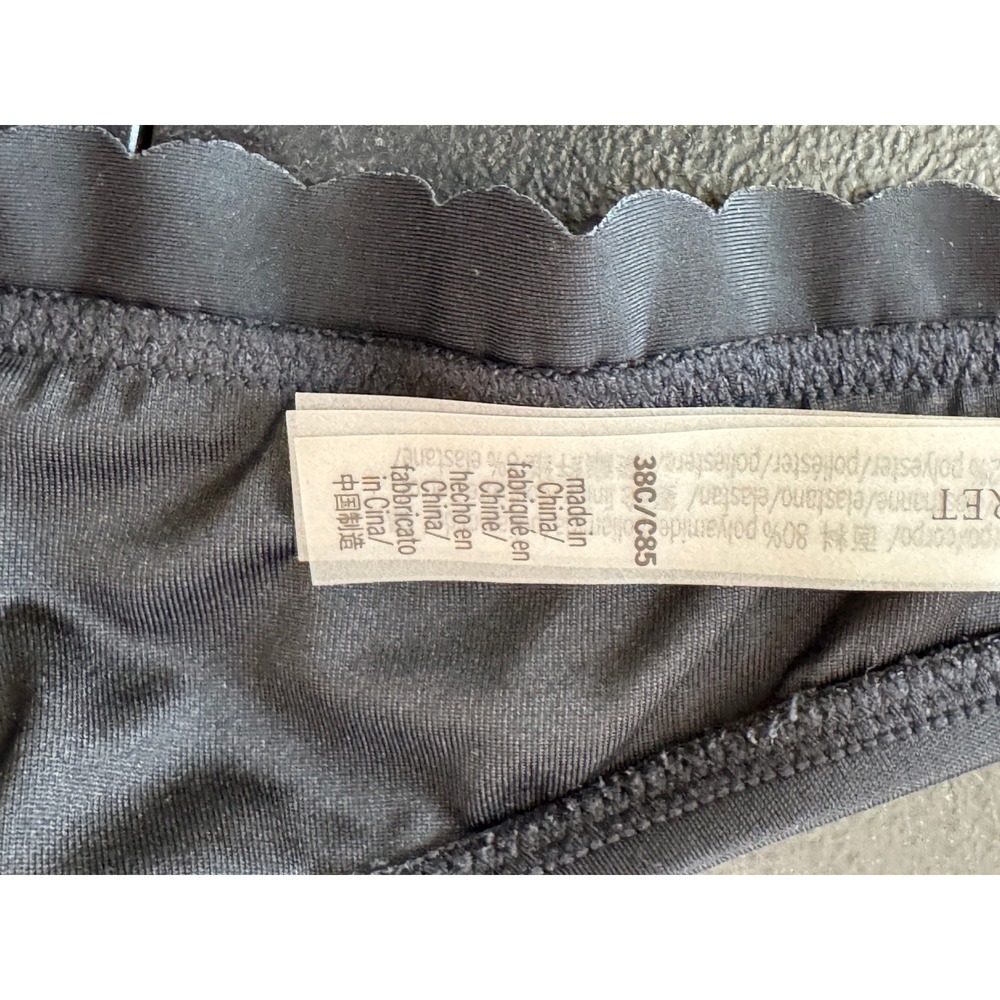 Victoria's Secret Black Scalloped Ruched Underwire Bikini Top 38C - Picture 5 of 6